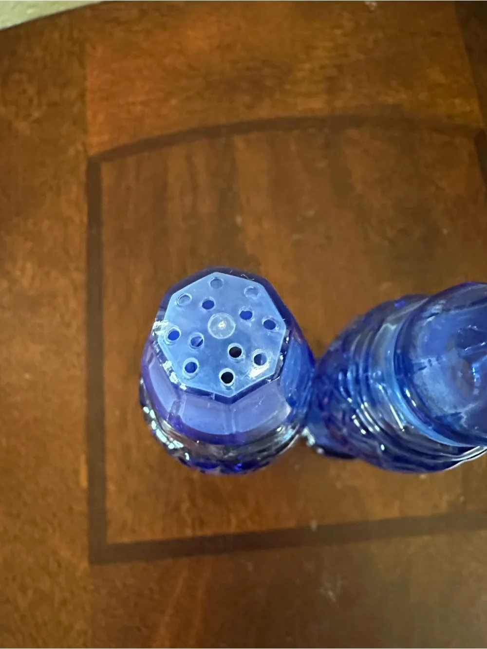 Vintage Avon Cobalt Blue Diamond-Texture Glass Shakers